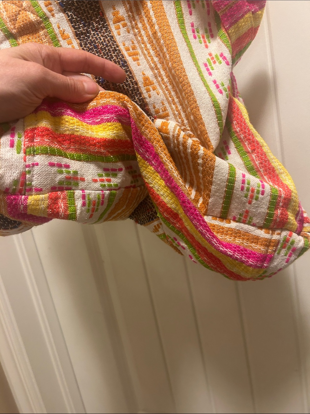 World Market Multicolor Striped Boho Tote Bag - Pink, Orange, Brown - Picture 6 of 6